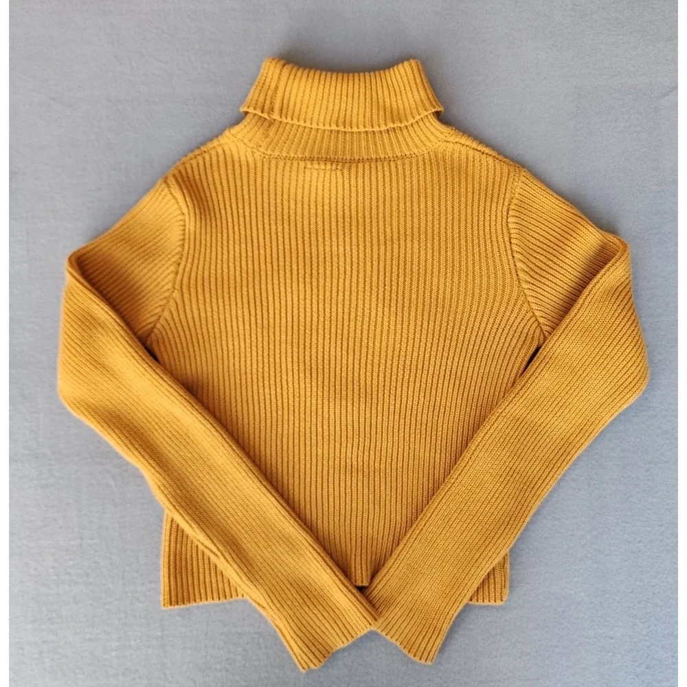 Disney x Forever 21 Mickey Mouse Yellow Crop Ribbed Sweater Turtleneck Sz S - Picture 2 of 8
